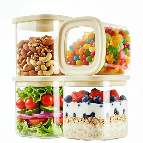 Square Glass Pantry Storage Containers Set with Glass Lids