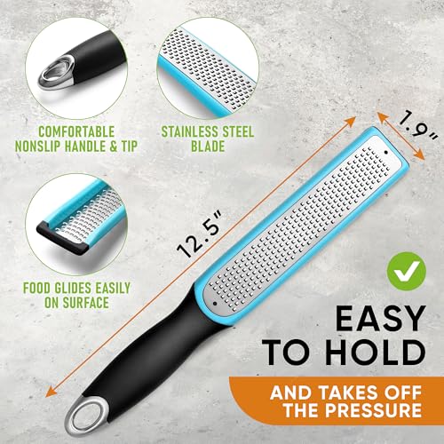 Professional Stainless Steel Lemon Zester Grater with Blade Cover & Soft Grip Handle