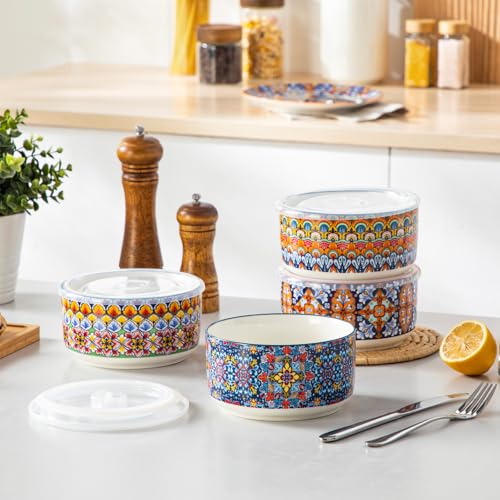 Ceramic Bowls with Lids Set of 4