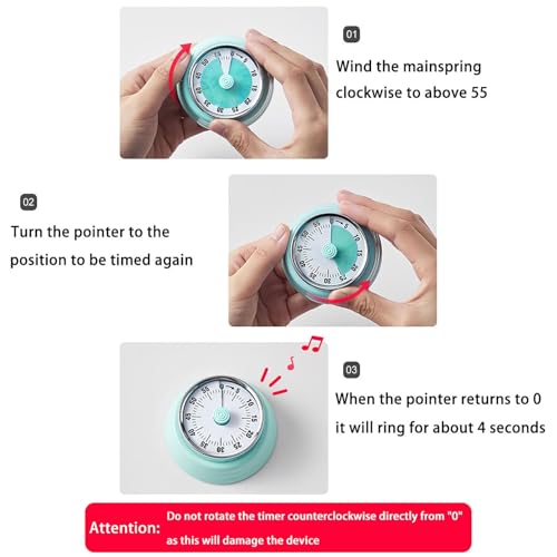 Elegant Stainless Steel Vintage Kitchen Timer with Magnetic Attachment (01-pink)
