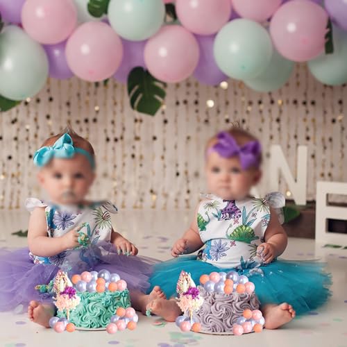 21 Pack Flower Boho Cake Topper Ball Cake Decorations Palm Leaves Plants Cake Decor for Girl Bohemian Princess Theme Wedding Baby Shower Birthday Party Supplies Pink