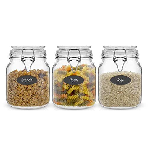 Glass Jars With airtight Lids. 3PC Set of Airtight Storage Jars with Clamp Lids