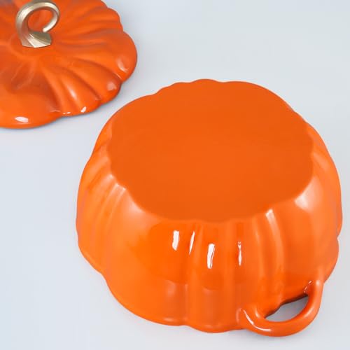 Pumpkin Dutch Oven Pot with Lid 3.8 Qt (Orange / 3.8 qt)
