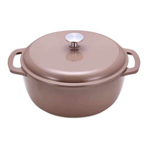 Enameled Cast Iron Dutch Oven Pot With Lid (7.3 Qt / Clay)