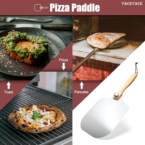 Square metal pizza turning peel foldable wooden handle