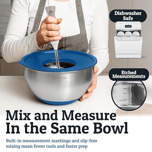 28pc Stainless Steel Mixing Bowls with Lids Set (Utensils - Blue)