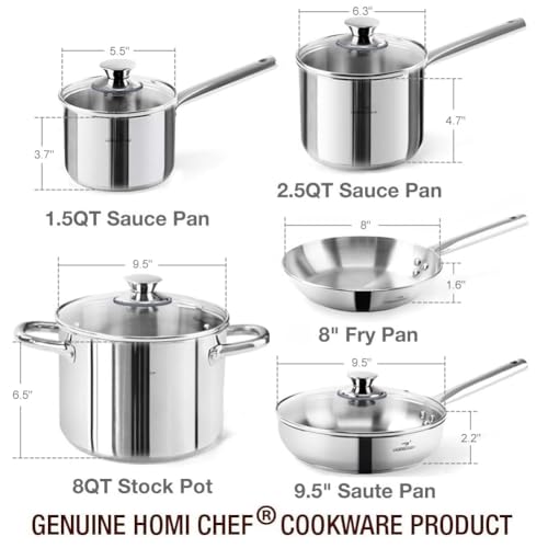 14 Piece Nickel Free Stainless Steel Cookware Set