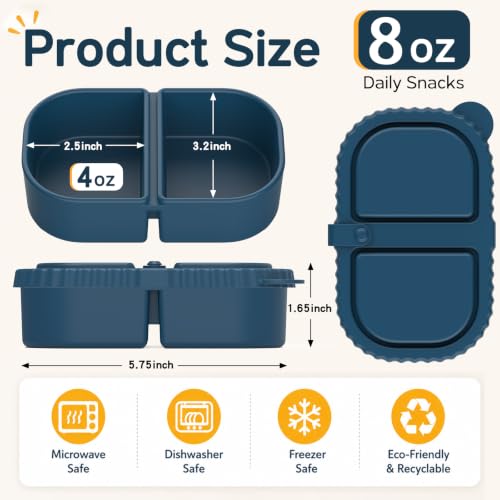 8 oz Reusable Silicone Snack Containers with Lids