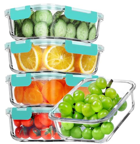 5 Pack 36 OZ Glass Meal Prep Containers