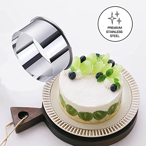 5 Pieces Stainless Steel Cookie Cutters Biscuit Plain Edge Round Cutters in Graduated Sizes Shape Molds