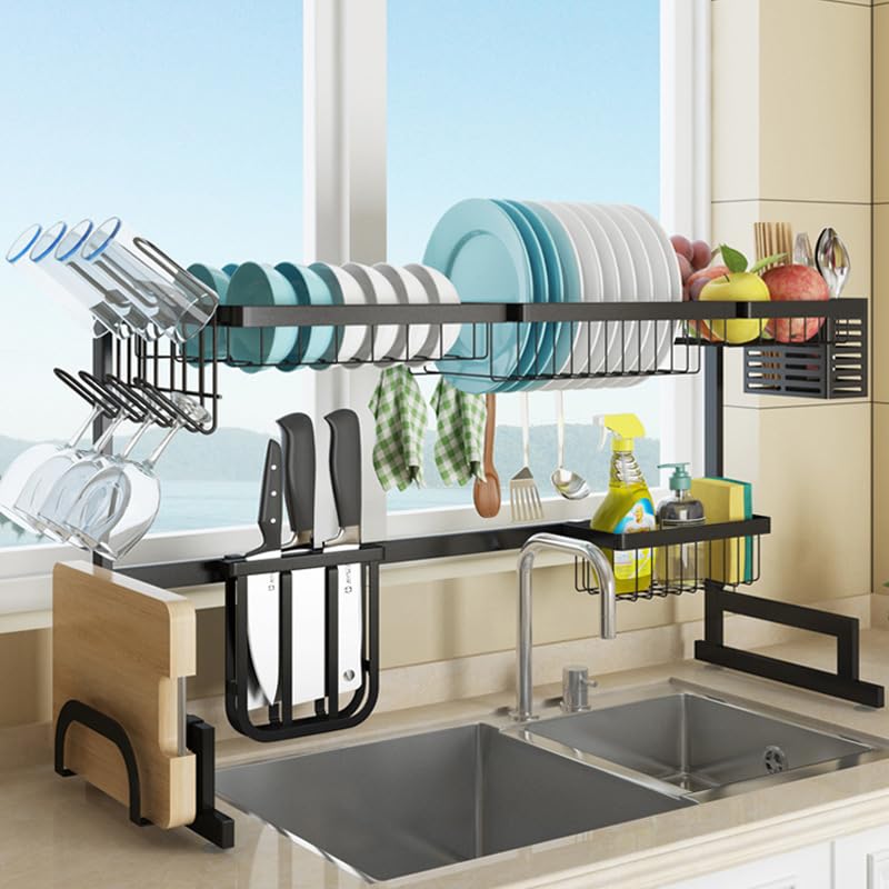 Adjustable Over The Sink Dish Drying Rack 2 Tier 33.4" (33.4"-41.3")