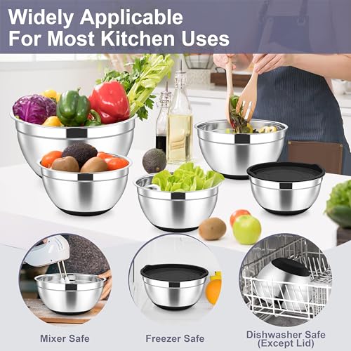 Mixing Bowls Stainless Steel Salad Bowl with Lid & Graters