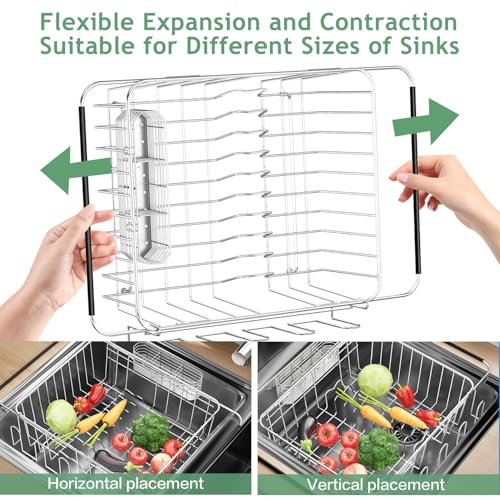 Dish Drying Rack in Sink (Large With Cup Holder - 14.96×12.6×5.87 Inches)