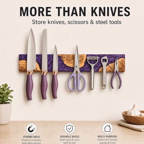 15.7 Inch Magnetic Knife Holder for Wall (Purple / 15.7in)