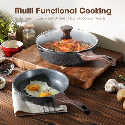 Nonstick Frying Pan Skillets with Lid