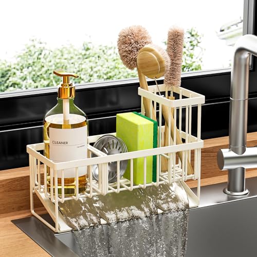 Kitchen Sink Caddy Organzier with High Brush Holder