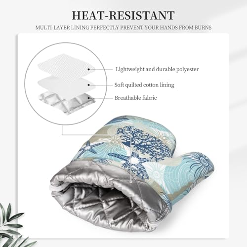Oven Mitts and Pot Holders Set of 4 Silicone Kitchen Mitten Gloves and Non