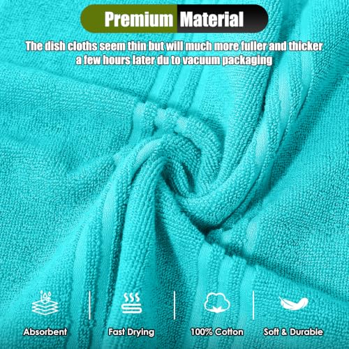 Silicone Oven Mitts and Pot Holders with Kitchen Towels and Dishcloths Sets (Lake Blue)