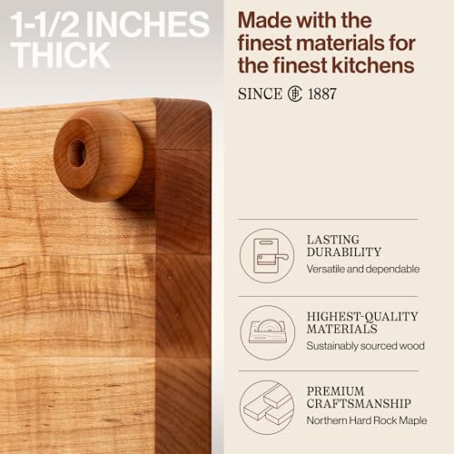 B Series Square Wooden Cutting Board with Wood Bun Feet & Edge