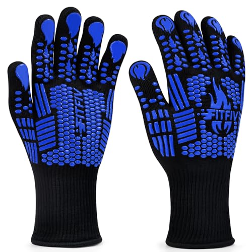 BBQ Gloves 1472°F Heat Resistant with Silicone Grip Oven Mitts