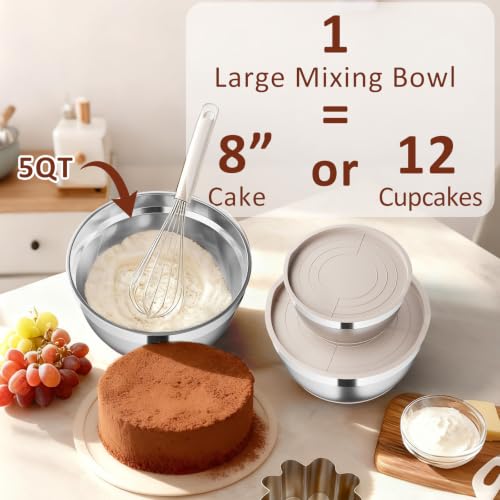9 Pack Mixing Bowls with Airtight Lids & Grater Attachments (Khaki)