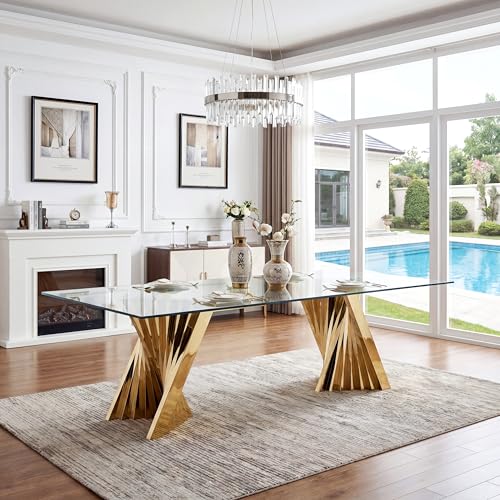 Modern Glass Gold Dining Table