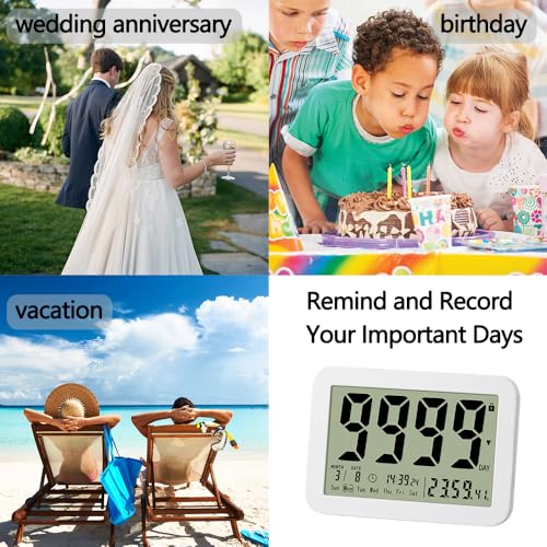 Digital Countdown Days Timer Clock 999Days Count Down Clock with Bracket Strong Magnetic Back for Retirement Wedding Vacation Birthday Holidays