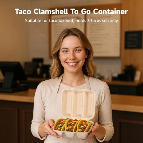 100 PCS Taco Plates Disposable with Lid 8.4 * 7 * 3in