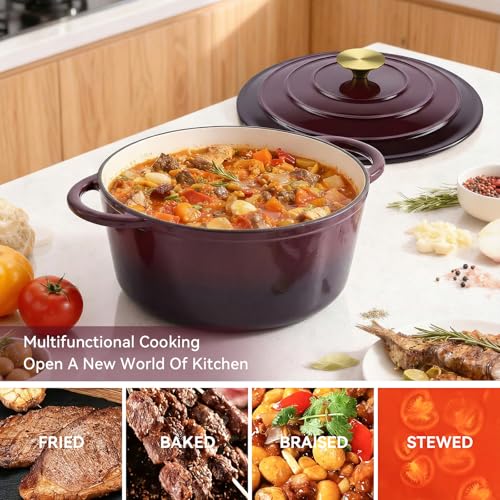 6 Quart Enameled Dutch Oven Pot with Lid (6 QT / Fig)