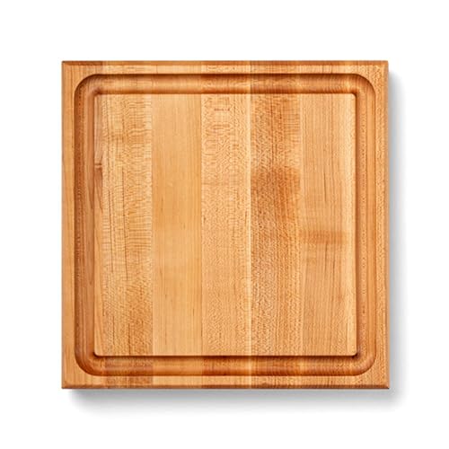 Block CB1052 1M1212175 Maple Wood Square Cutting Board with Juice Groove (Medium Brown / 12"L x 12"W)