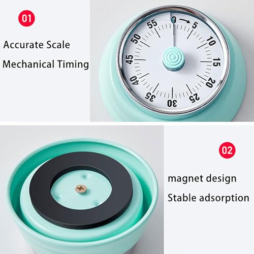 Elegant Stainless Steel Vintage Kitchen Timer with Magnetic Attachment (01-yellow)