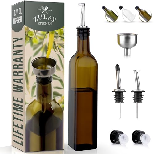 17oz Olive Oil Glass Dispenser Bottle (1 Pack / Dark Brown)