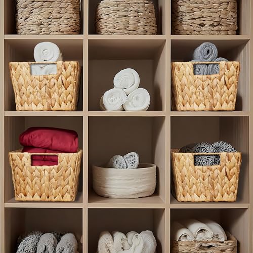 Set of 4 Water Hyacinth Storage Baskets with Handles