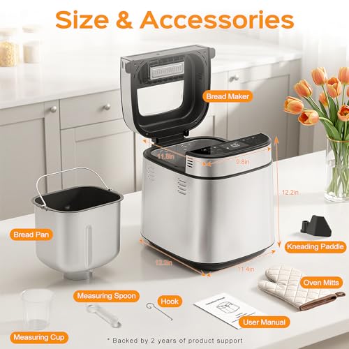 25-in-1 2.5LB Bread Maker with Built-in Electronic Scale (White)
