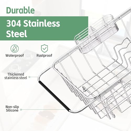 Small Dish Drying Rack in Sink (Small With Cup Holder - 15.08×8.39×5.24 Inches)