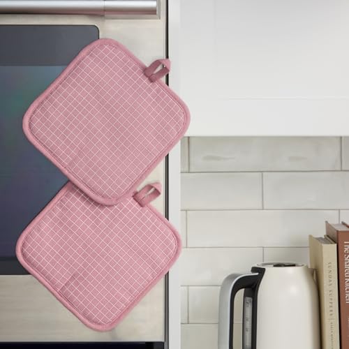 Gourmet Series Gridlines Pot Holders 2 (Dried Rose)