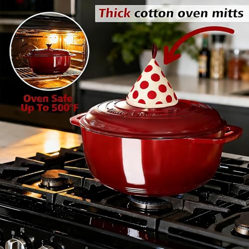 6QT Enameled Cast Iron Dutch Oven with Lid (Red)