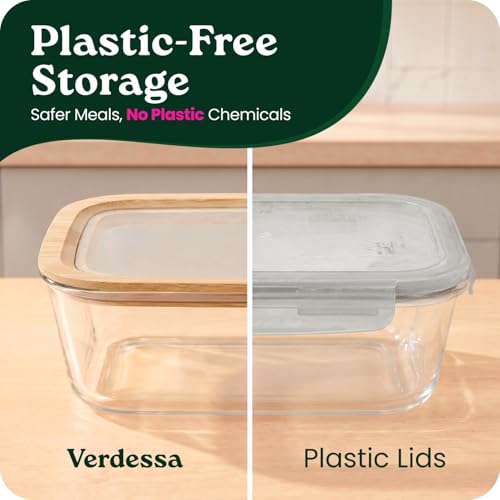4 Pack Glass Food Storage Containers with Clear (46.7 Fl Oz)