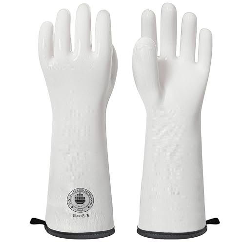15" Long Silicone Oven Gloves (White Extra Long / 8/M)