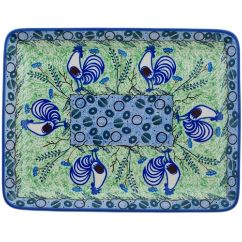 Authentic Polish Pottery Round Baker with Handles Handmade in Bolesławiec Poland by Ceramika Artystyczna + Certificate of Authenticity
