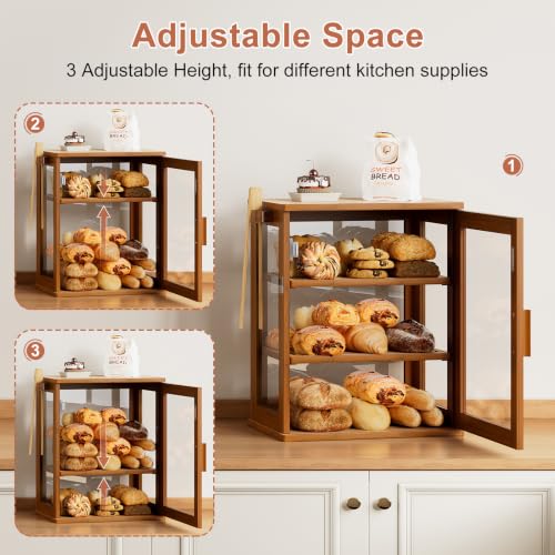 Bread Box for Kitchen Countertop (Caramel / Medium)