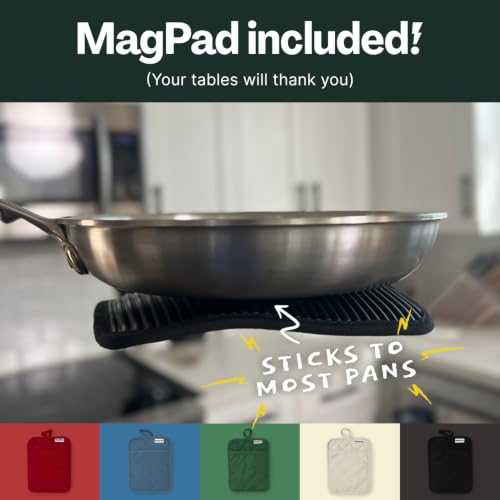 Magnetic Oven Mitts & Pot Holder 3 Pc Set (Black Licorice)