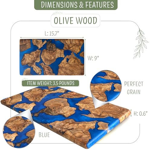Handmade Olive Wood Cheese Board with Resin