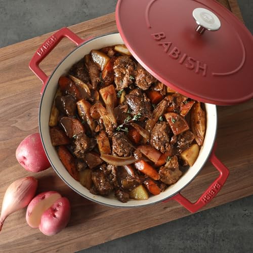 6 Quart Round Enameled Cast Iron Dutch Oven with Lid (Red / Dutch Oven w/Lid (6-Quart))