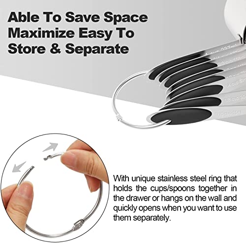 Measuring Cups & Spoons Set of 16 (Black)