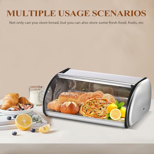 Bread Box for Kitchen Counter (silver)
