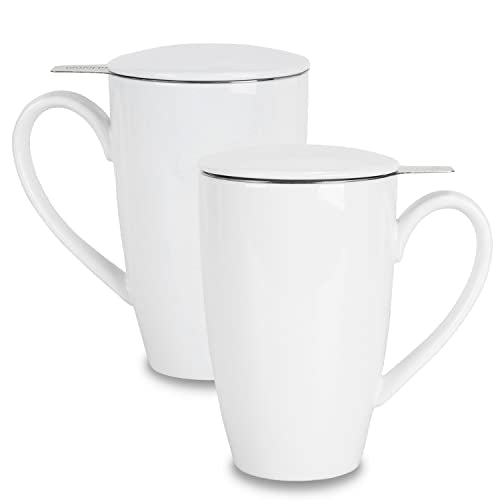 Porcelain Tea Mug with Infuser and Lid