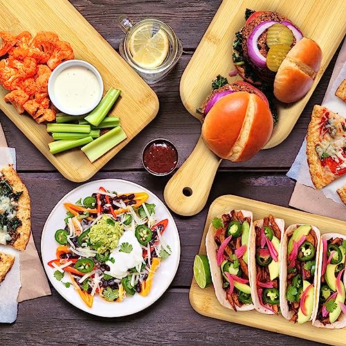 12 Packs Wooden Cutting Board Set with Handles Large Kitchen Serving Plain Chopping Board Bulk Gifts for Mom for Vegetables Meat Pizza Cheese Fruit Bread (16 x 5 Inch)