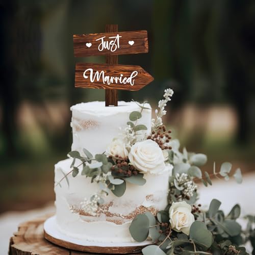 Rustic Cake Topper for Wedding & Engagement in Wood