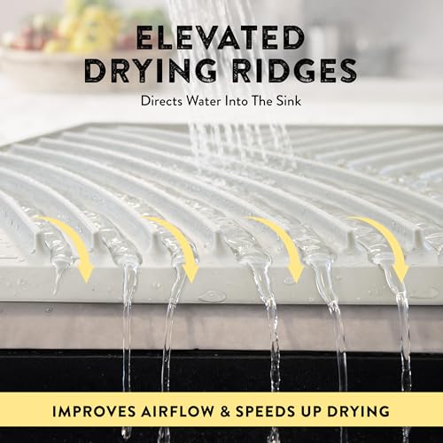 Silicone Dish Drying Mat with Drain (Greige Color)